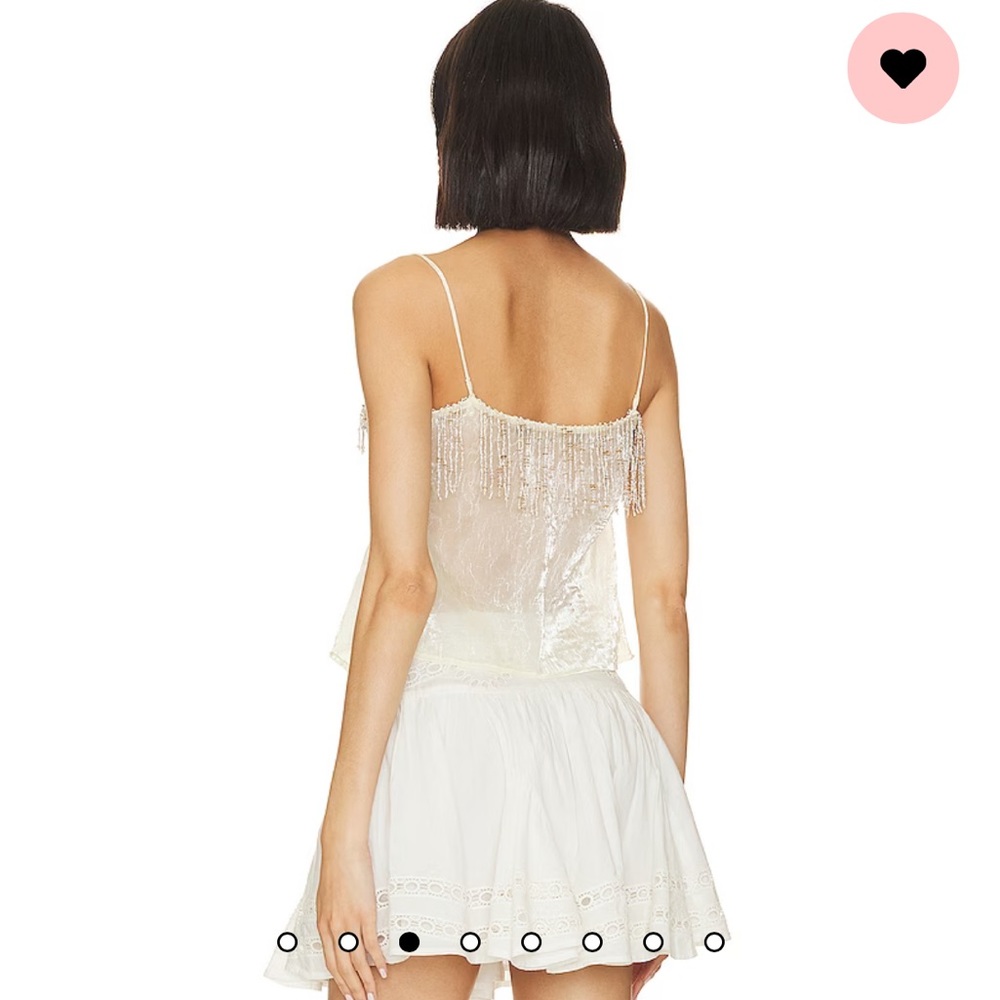 House of Harlow 1960 Ivory Satin Beaded Spaghetti Strap Tank - Picture 3 of 7